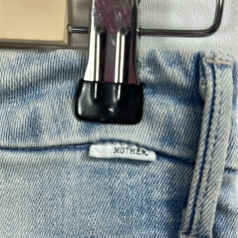 Mother The Pixie Ankle Fray Light Wash Distressed button fly jeans size 26 - Picture 8 of 14